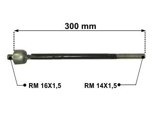 AXIALES/PRECAP CREMALLERAS VOLKSWAGEN POLO 03/../CADDY 98/09 / SEAT CORDOBA LARGO 316 MM ROSCA MACHO/MACHO 16X1.5/14X1.5_