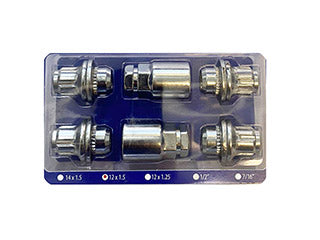 KIT BULONES Y TUERCAS DE SEGURIDAD TOYOTA ETIOS/COROLLA/HILUX TUERCA CABEZA ESTRIADA EXTERIOR 12X37 P 1.50 - LLANTA DE ALEACION_