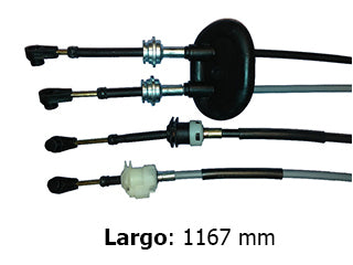 CABLES CAMBIOS - SELECTORA DE CAJA LIVIANOS CITROEN C3 1.4-1.6 03/.. CAJA MA - DOS CABLES UNIDOS CON GOMA - LARGO 1167 MM _