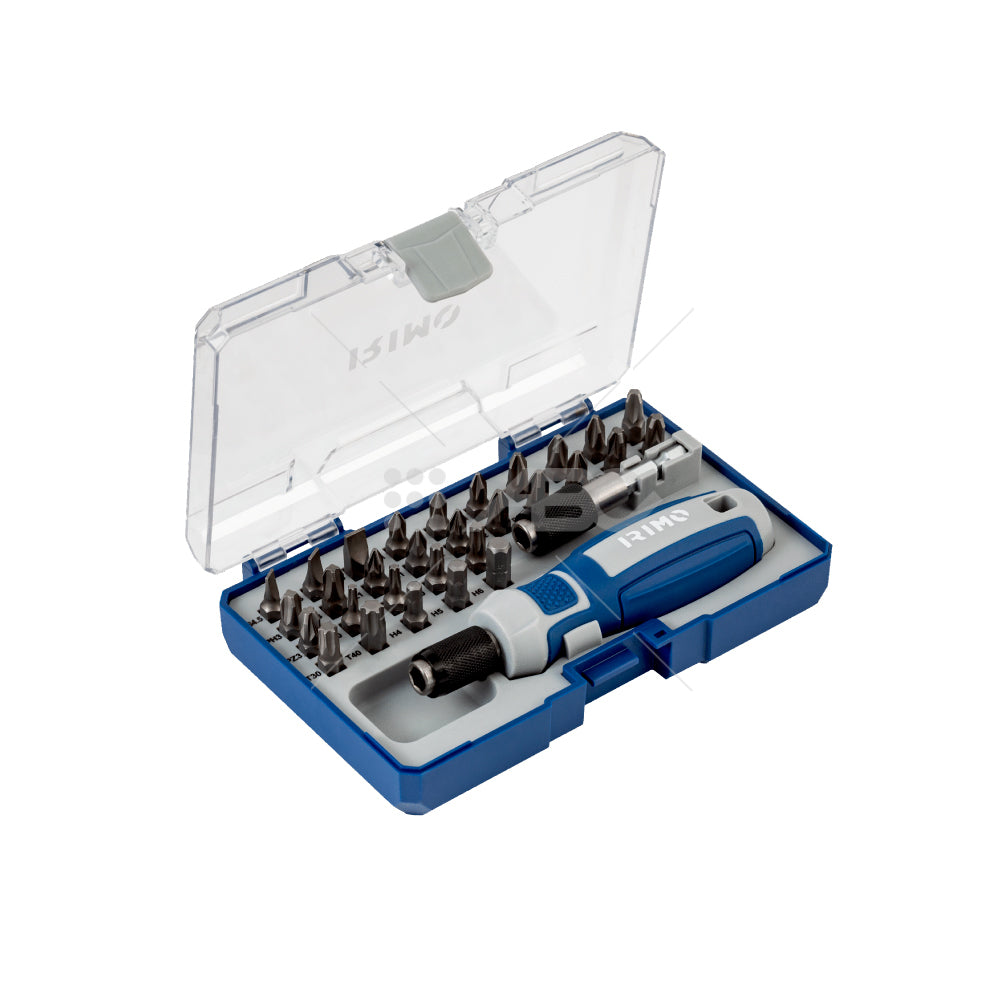 SET DE PUNTAS DE 1/4" CON DESTORNILLADOR PORTA PUNTAS Y PORTAPUNTAS MAGNETICO IRIMO 475-32A-1