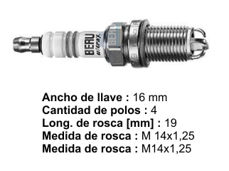 BUJIAS DE ENCENDIDO FIAT PALIO/SIENA 1.6 / CHEVROLET CORSA 1.6/ASTRA 1.8-2.0/VECTRA 2.0-2.2-2.4/CAPTIVA 2.4/ZAFIRA 2.0 - PACK X4