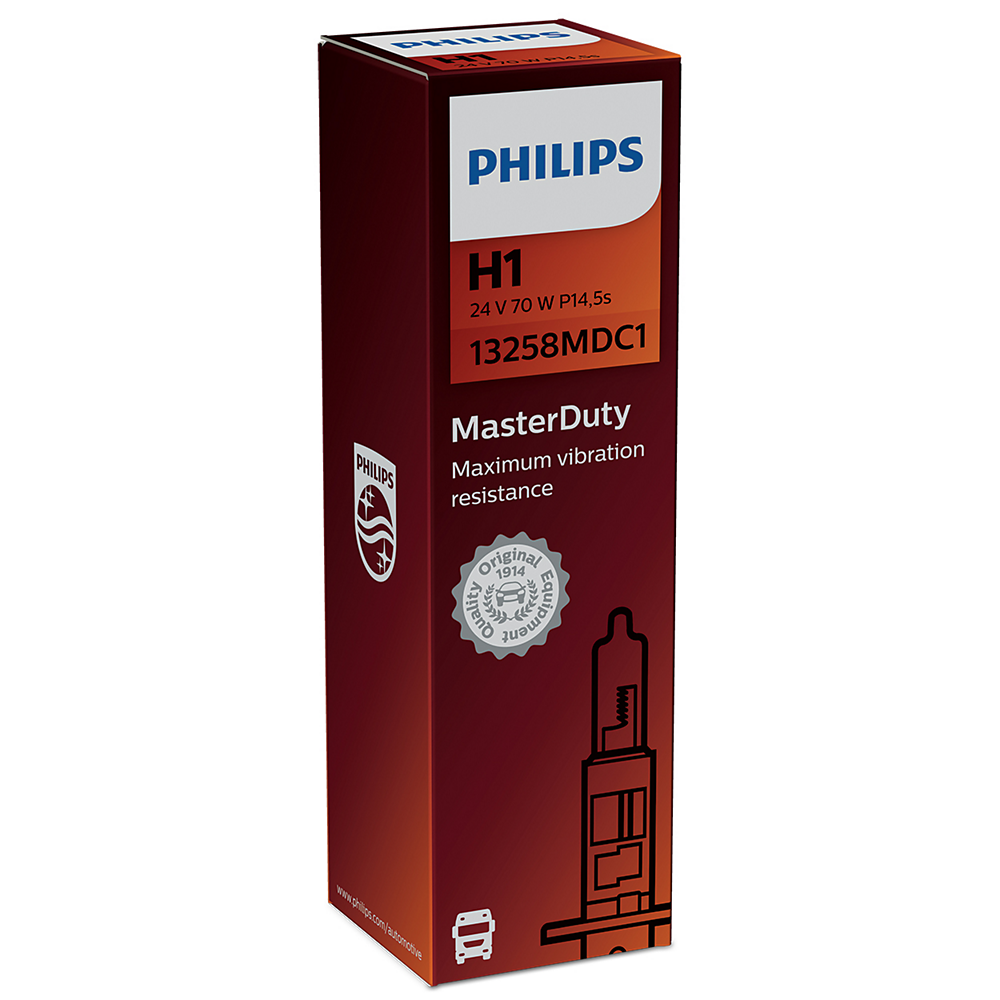 LAMPARA HALOGENA PHILIPS H1 (13258) 24V 70W P14,5S MASTER DUTY - USO UNIVERSAL