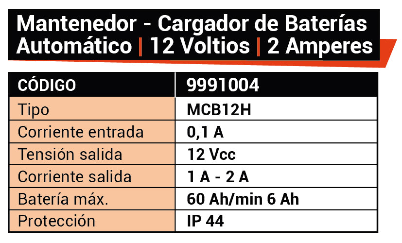 MANTENEDOR/CARG BAT 12V- 1/2A DP