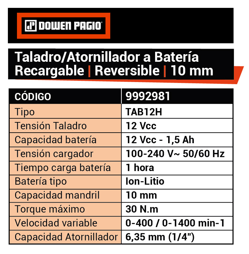 TALADRO ATORNILLADOR A BAT.10mm 12V