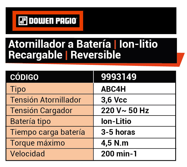 ATORNILLADOR A BATERIA 3.6V Li-Ion