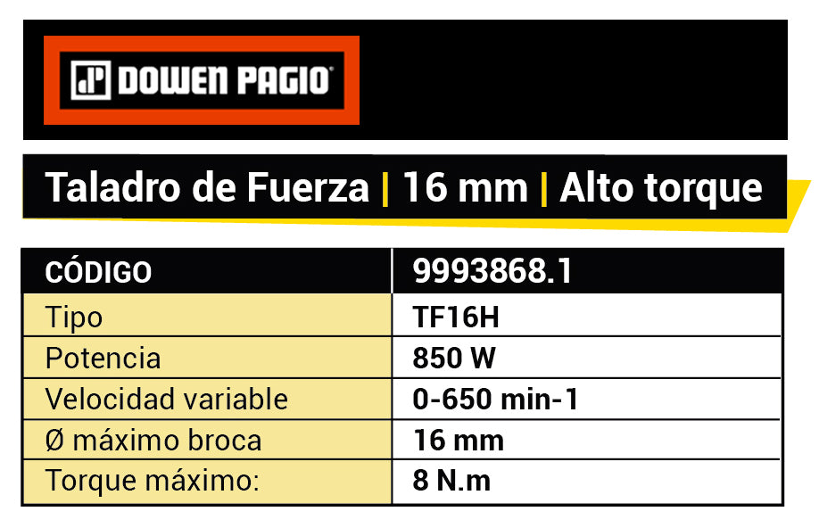 TALADRO ALTO TORQ 16mm 850W DP-MAG