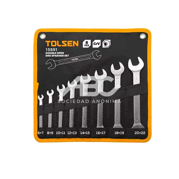 JUEGO DE 8 LLAVES FIJAS DE DOBLE BOCA TOLSEN 015-15891