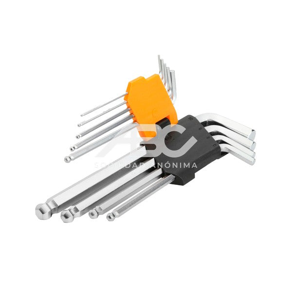 SET TOLSEN 9 LLAVES ALLEN LARGAS PUNTA BOLA 1.5 015-20053