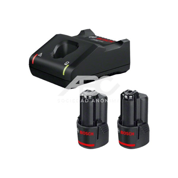 KIT STARTER 12V INCLUYE 2 BATERÍAS DE 12 V CON 3,0 AH DE CAPACIDAD Y CARGADOR RÁPIDO BOSCH 1600A01B6Z