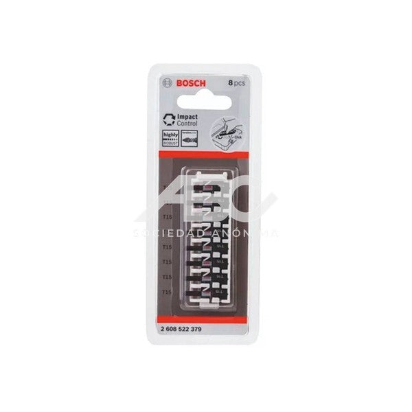 JUEGO DE 8 PUNTAS PARA ATORNILLAR IMPACT CONTROL T15 - 25MM BOSCH 2608522379