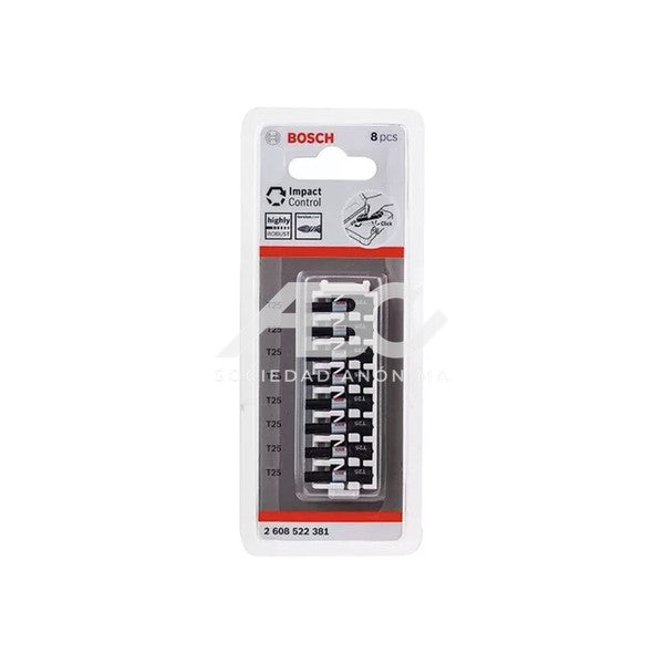 JUEGO DE 8 PUNTAS PARA ATORNILLAR IMPACT CONTROL T25 - 25MM BOSCH 2608522381