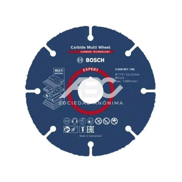 DISCO DE CORTE EXPERT CARBIDE MULTI WHEEL 115MM BOSCH 2608901188 / 2608902488