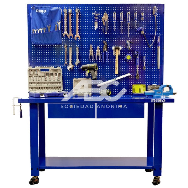 BANCO DE TRABAJO DE ACERO RESISTENTE CON 4 PATAS, 1800 MM CON 3 CAJONES IRIMO 9062-1800-1