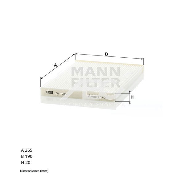 FILTRO DE AIRE PARA HABITACULO NISSAN (UE5) MANN CU 1936