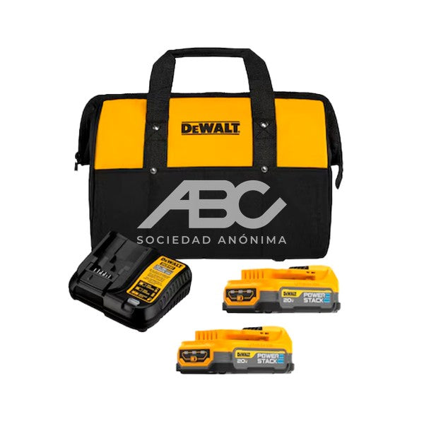 KIT DE 2 BATERÍAS ION-LI 1.7AH 20V MAX COMPACTA POWERSTACK Y CARGADOR DEWALT DCBP034E2-AR