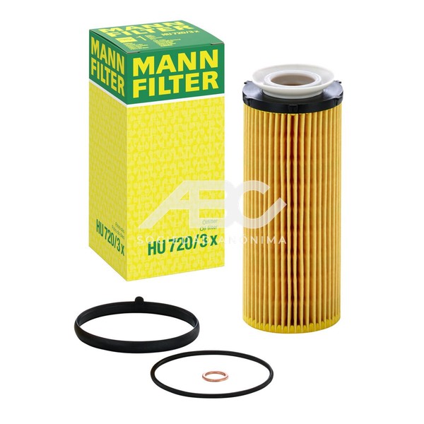 FILTRO DE ACEITE BMW SERIE 5 530D N57D30A 245 CV 2010 / X5 3.0D M57D30N2 211 CV 2008/ X6 3.0DX MANN HU 720/3 X