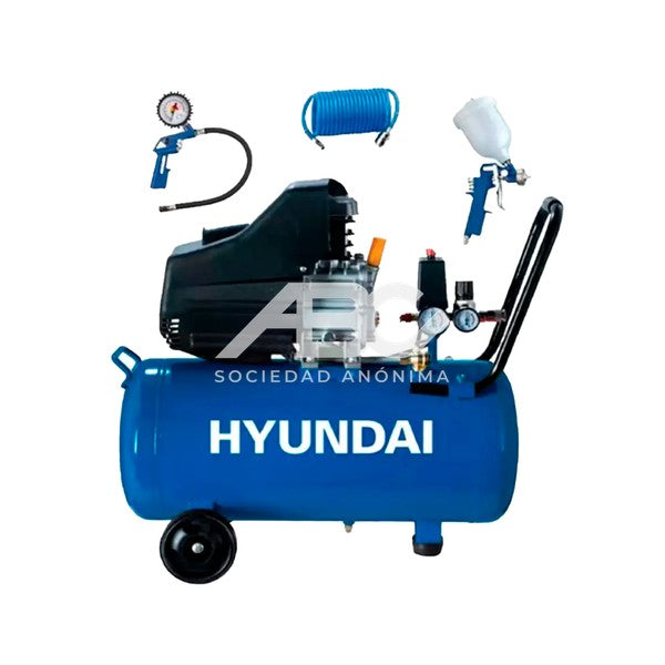 COMPRESOR DE AIRE HYUNDAI 24 LITROS CON KIT 3 PZAS 019-0705