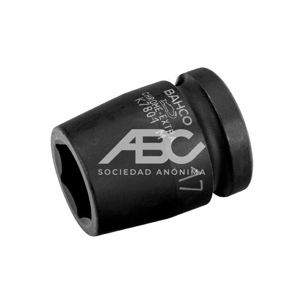BOCALLAVES DE IMPACTO CUADRO 1/2" CON PERFIL HEXAGONAL MÉTRICO Y ACABADO FOSFATADO SERIE CORTA BAHCO K7801M-17
