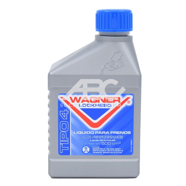 LIQUIDO DE FRENO TIPO 4 - DOT 4 - ALTA PERFORMANCE SEGÚN NORMA IRAM-AITA 6H2-6H4 WAGNER 130501