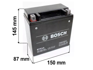BOSCH Batería Moto BTX14 (YTX14) - 12V - 12Ah - 200 CCA