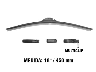 ESCOBILLAS ESCOBILLA 18 PULGADAS VISIONALL C/SPOILER AERODINAMICO EN GOMA / CONEXIONES MULTICLIP_