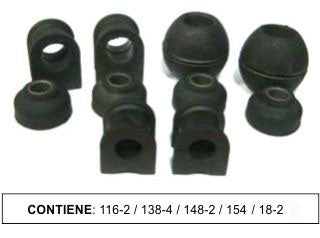 KIT BUJES SUSPENSION COMPLETO FIAT UNO/DUNA KIT BUJES DE SUSPENSION TREN DELANTERO PARA BARRA ESTABILIZADORA 18MM_