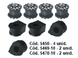 KIT BUJES SUSPENSION COMPLETO VOLKSWAGEN GOL/SAVEIRO/GACEL/SENDA KIT BUJES SUSPENSION TREN DELANTERO P/ BARRA ESTABILIZADORA 18MM_