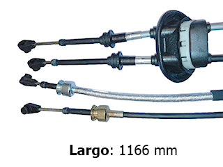 CABLES CAMBIOS - SELECTORA DE CAJA LIVIANOS PEUGEOT 307 1.6 / CITROEN C4 CAJA MA DOS CABLES UNIDOS CON GOMA - LARGO 1166 MM _