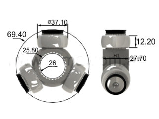 TRICETAS RENAULT MASTER FURGON LARGO 99-06 TRICETA DADO 37.1MM 25 ESTRIAS_