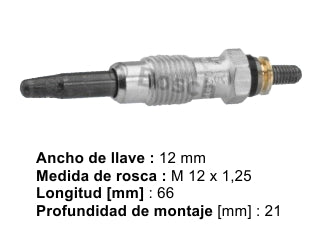 BUJIAS INCANDESCENTES FORD ESCORT/FIESTA/COURIER 1.8 D / RENAULT MASTER 2.5 D BUJIA INCANDESCENTE - PACK X4