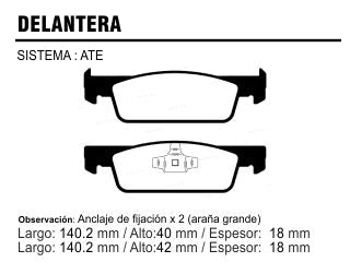 PASTILLAS DE FRENOS LIVIANOS RENAULT LOGAN/SANDERO 14/.. / FIAT DOBLO/GRAND SIENA/PALIO 98/.. DELANTERA ARANA CHICA_