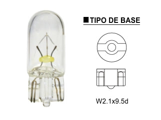 LAMPARAS DE LIVIANOS INCANDESCENTES LAMPARA POSICION DEL/INTERMITENTE LAT/TERCERA LUZ STOP/PATENTE/TABLERO-12V 3W W2.1X9.5D - PACK X10