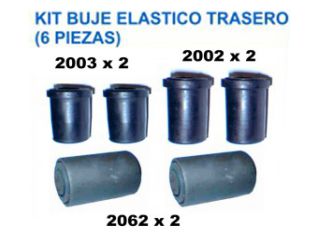KIT BUJES SUSPENSION COMPLETO TOYOTA HILUX 4X2-4X4 01-12 KIT BUJES ELASTICOS TRASEROS 6 PIEZAS_