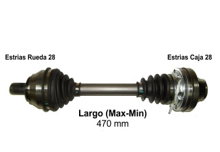 SEMIEJES VOLKSWAGEN AMAROK 2.0 16V TDI 10/.. DELANTERO AMBOS LADOS - LARGO 470MM - 28 ESTRIAS - LADO RUEDA_