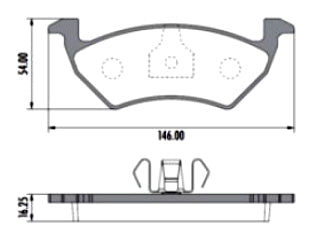 PASTILLAS DE FRENOS LIVIANOS VOLKSWAGEN UP 1.0 14/.. DELANTERA 146.00X54.00X16.25 MM_