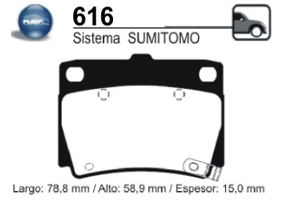 PASTILLAS DE FRENOS LIVIANOS MITSUBISHI MONTERO 2.5 TDI-3.0 V6 TRASERA 78.80X58.90X15.00 MM CON SENSOR SONORO_
