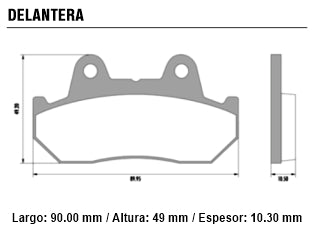 PASTILLAS DE FRENOS MOTOS HONDA CBX 750 F / KTM 250-2 08/.. DELANTERA/TRASERA 90.00X49.00X10.30MM_