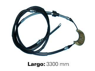 CABLES FRENO DE MANO LIVIANOS FORD FIESTA EUROPEO FRENO TRASERO A CAMPANA - DOS CABLES UNIDOS CON CHAPA - LARGO 3300 MM_