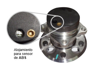 RODAMIENTOS CON MAZAS CHERY TIGGO 2.0 09/.. MAZA TRASERA 152X113.5 MM - 5 AGUJEROS - ANILLO ABS FICHA HEMBRA_