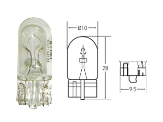 LAMPARAS DE LIVIANOS INCANDESCENTES LAMPARA POSICION DEL/INTERM LAT/3RA LUZ STOP/PATENTE/TABLERO/INTERIOR/GUANTERA-12V 5W W2.1X9.5D - PACK X10