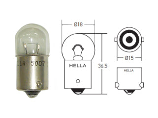 LAMPARAS DE LIVIANOS INCANDESCENTES LAMPARA POSICION DELANTERA Y TRASERA/INTERMITENTE LATERAL/PATENTE/GUANTERA/BAUL - 12V 5W BA15S - PACK X10