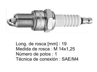 BUJIAS DE ENCENDIDO RENAULT MEGANE 2.0 F3R / PEUGEOT 505 1.8-2.0 / FIAT UNO 1.5-1.6-TURBO/DUCATO 2.0/REGATA 1.5-1.6 - PACK X10