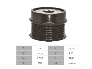 POLEAS DE MARCHA LIBRE FORD FOCUS/FIESTA/ECOSPORT 1.6 16V SIGMA/KA 1.5 16V SIGMA 17.00X54.05X31.90 MM - 6PK_