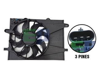 ELECTROVENTILADORES CHEVROLET SPIN/ONIX 2015/.. COMPLETO 3 PINES DIAM 390MM_