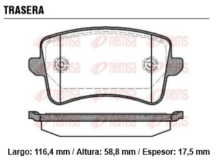PASTILLAS DE FRENOS LIVIANOS AUDI A4/A5/S4/S5/Q5 TRASERA SISTEMA LUCAS 116.30X58.60X16.30 MM_