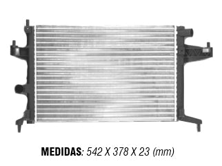 RADIADORES LIVIANOS CHEVROLET CORSA II 1.8 8V 02/12 CE18NE 08/.. CON AA ALETADO 540X380X26MM_