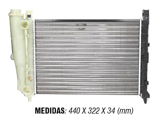RADIADORES LIVIANOS FIAT UNO/FIORINO 1.3 8V 04/10 CON AA CON DEPOSITO - ALETADO 532X359X42MM_