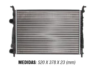 RADIADORES LIVIANOS FIAT PALIO FIRE 1.3-1.6 SIN AA-1.4 CON AA/SIENA/IDEA 1.3-1.6 FIRE S/AA C/TERMOCONTACTO 525X377X21MM_