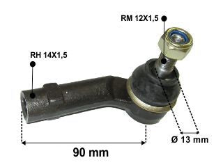 EXTREMOS DE DIRECCION LIVIANOS VOLKSWAGEN POLO 01/.. LARGO: 94 MM EXTREMO IZQUIERDO ROSCA HEMBRA 14X1.5 - PACK X2