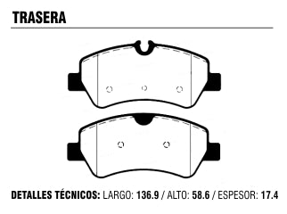 PASTILLAS DE FRENOS LIVIANOS FORD TRANSIT 14/.. TRASERA_